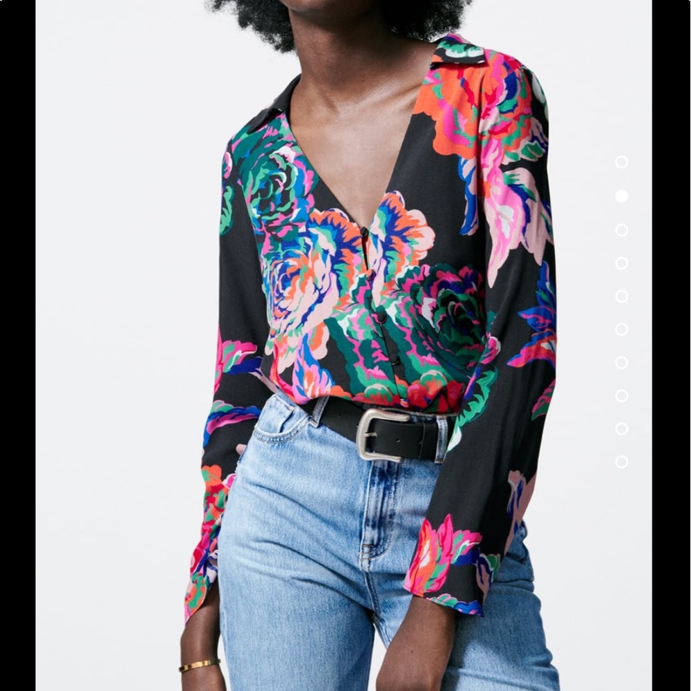 Zara flowy tropical floral  printed shirt - Picture 3 of 12